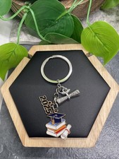 3 Silver-Tone Graduation Graduate 2025 Charm Keychain New Free Ship B6428