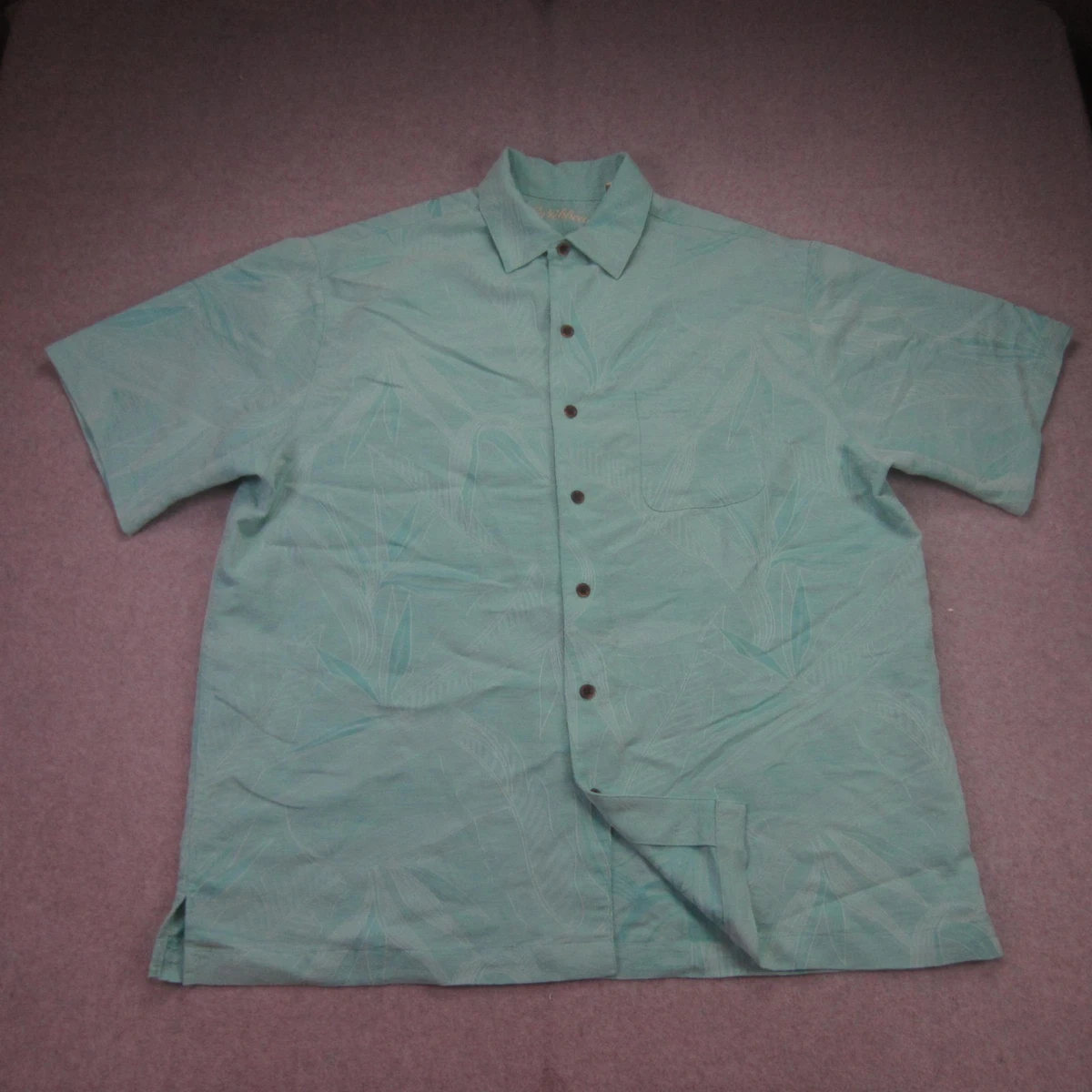 Chemise Caribbean Joe Blanche XL - Rayonne Manches Courtes - Décontractée Boutonnée M832