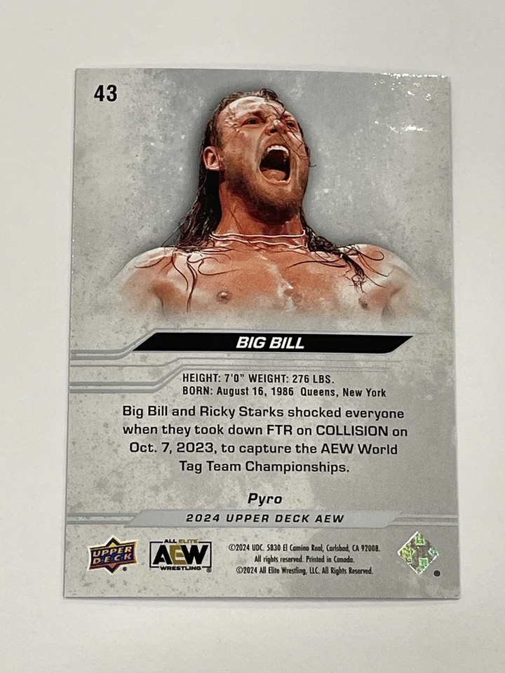 2024 Upper Deck AEW Wrestling Pyro #43 - Big Bill - Image 2 of 2