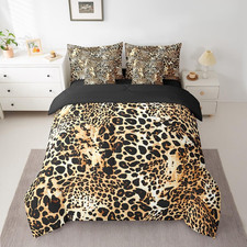 Leopard Print Comforter Set 7 Piece Queen Size Wild Animal Bedding Set