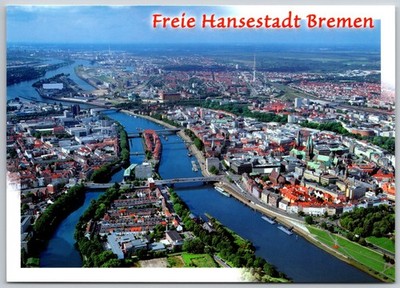 Free Hanseatic City of Bremen Germany - Greetings (6X4 in) Aerial View Postcard