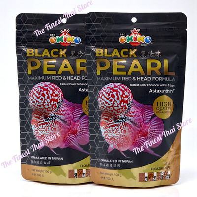 OKIKO BLACK PEARL Flowerhorn Fish Food Maximum Red & Head Formula 100g pack of 2