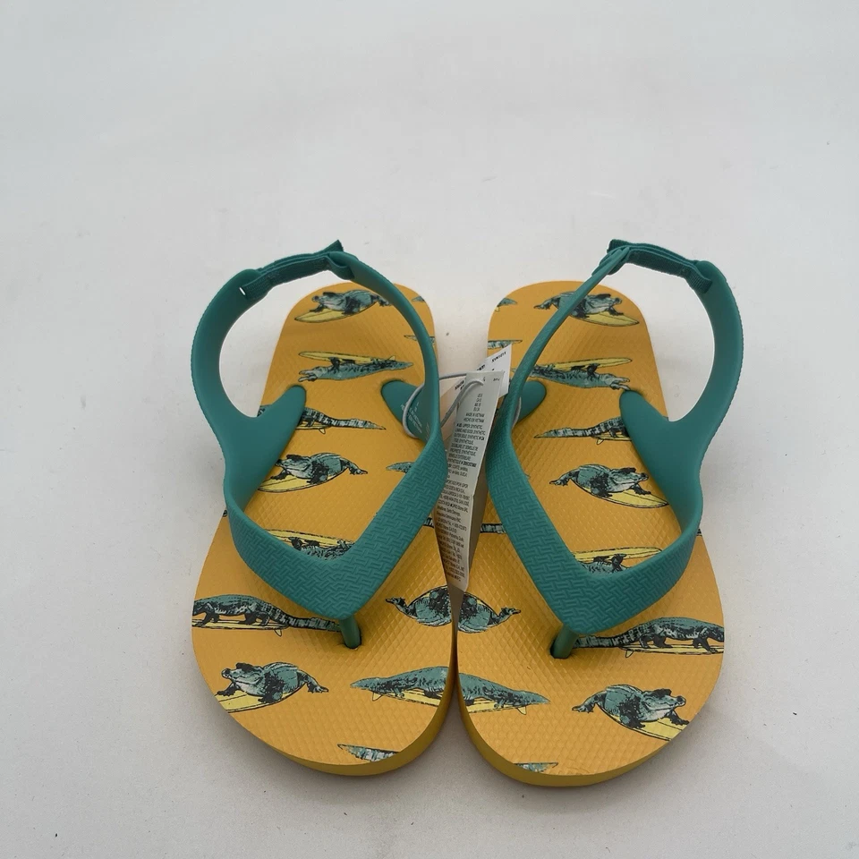Sandalias chanclas antiguas amarillas con honda trasera estampadas de cocodrilo para niños pequeños 8  Foto 2 de 4