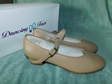 NEW Women's DANCING FAIR Mary Jane Dance Tap Shoes Tan / Beige NWB 9.5 W