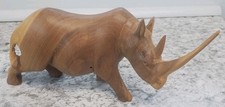 Wood Carved Rhino Rhinoceros Vintage Mcm Animal Jungle Figure 4” Tall