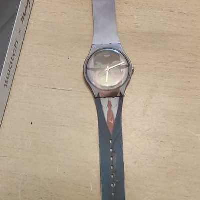 Swatch x Magritte Swiss Made Quartz Analog Art Watch, Black Plastic Case