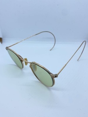 American Optical 1930s Octagon Style 12kt Gold Plated Sunglasses Green Lens Men