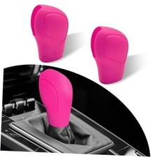 Pack-2 Car Shift Knob Cover, Stretchable Tight-Fitting Silicone 2 PCS Pink