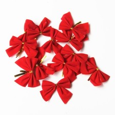 Bowknot Ornaments Red Christmas Party Supplies 36Pcs 2.2X1.2X0.2In