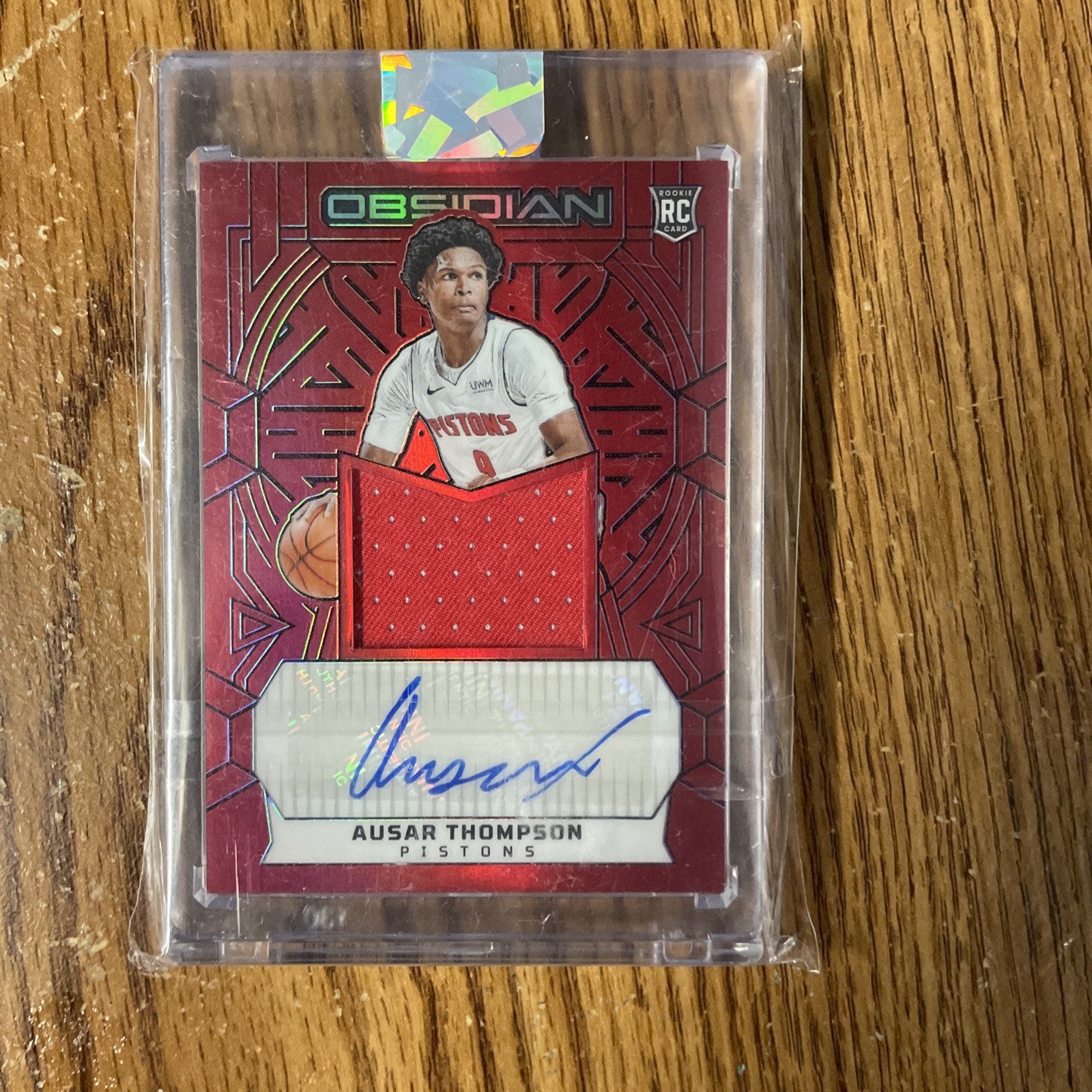 2023 Panini Obsidian Ausar Thompson RC Patch Auto Red Flood SP #220 Pistons