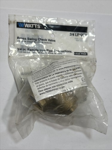 3/4” Watts LFWCV Brass Swing Check Valve - 200 Psi WOG - NPT Thread