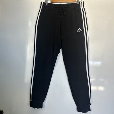 Adidas Pants Mens Medium Black Three Stripes Joggers Fleece Athletic GK8821