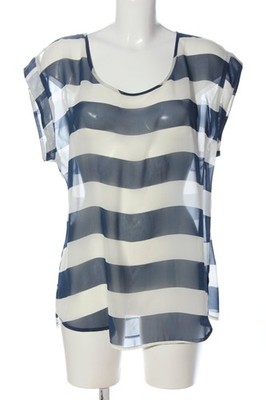 DANIEL RAINN Transparenz-Bluse Damen Bluse Gr. DE 40 weiß-blau Casual-Look