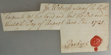 Manuscript and Seal of English Politician Thomas Parker 1721 (136384)