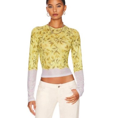 Miaou Long Sleeve Mesh Top in Saint Bleached Size Medium NWT