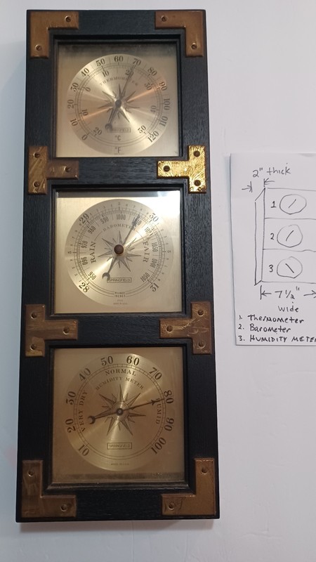 Vintage  Weather Station Barometer Thermometer Humidity Springfield Woodgrain