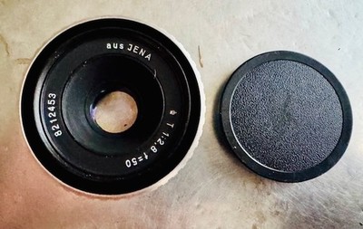 SERVICED M42 Carl Zeiss Jena TESSAR 2.8/50mm 1:2.8 ZEBRA M42 aus JENA Mount caps