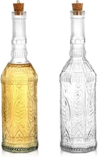Frcctre 2 Pack Vintage Glass Bottles with Cork, 24 Oz Decorative Clear 