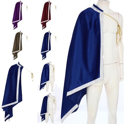 Men's Renaissance Half Shoulder Cloak Medieval Knight Retro Pattern Cape Costume