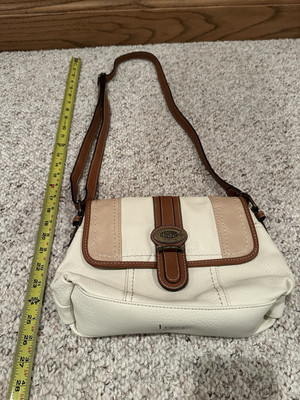BOC Crossbody Shoulder Handbag NEW  Brown Tan &White Faux leather Born Concept