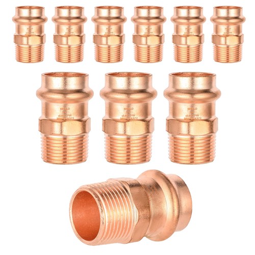 10 Pack 1/2 Copper Press x 1/2 MPT Male Adapter Pressure Tubing Fitting