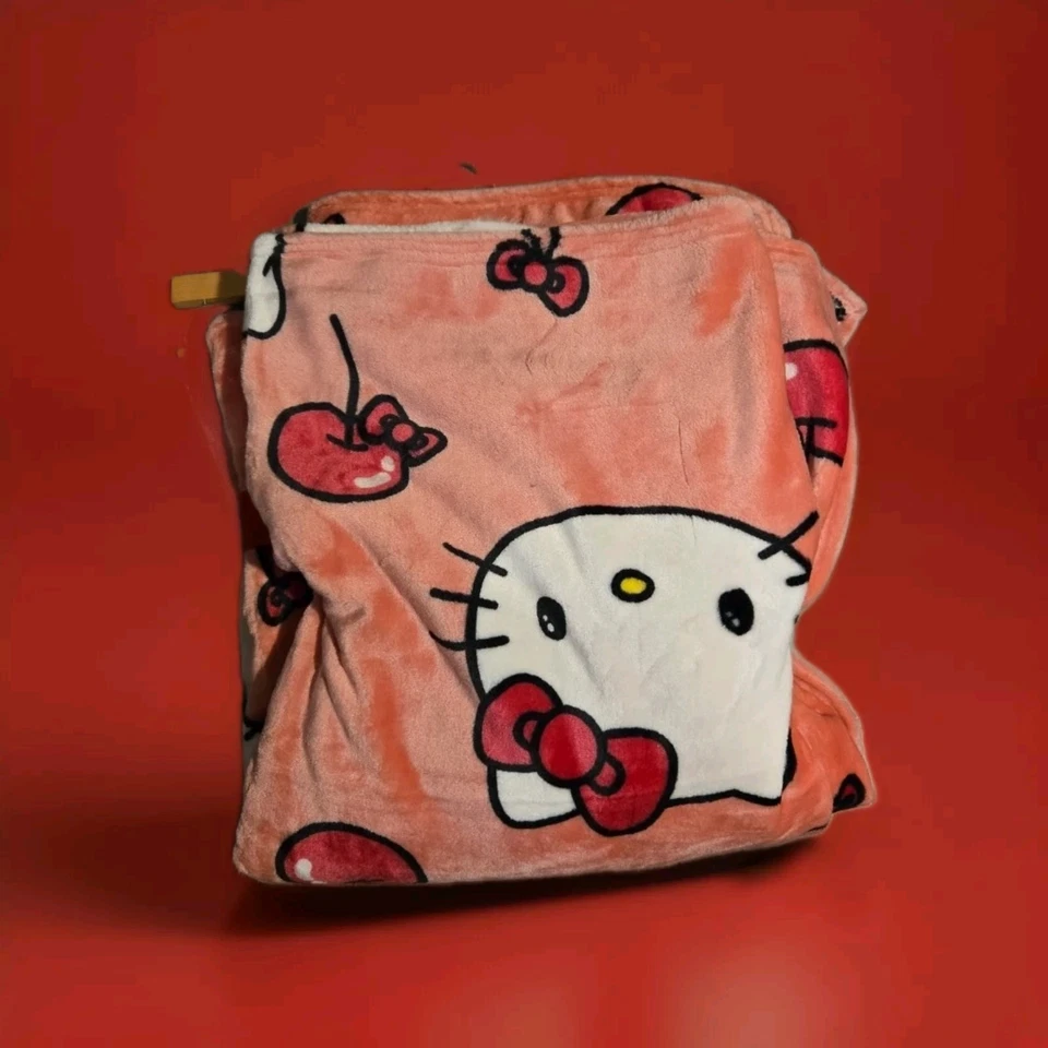 Hello Kitty Cherry Bow Throw Blanket 60" X 70" - Image 2 of 3