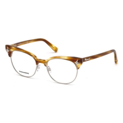 DSQUARED2 DQ5207 047 Brown Tortoise Plastic Cat Eye Eyeglasses Frame 51-18-140 