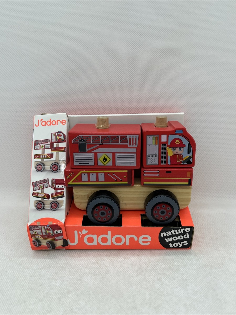 NEW J'ADORE PARIS NATURE WOOD TOYS FIRE TRUCK SENSORY LEARNING