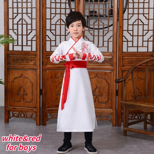 Girls Boy Chinese Vintage Hanfu Dress Tang Suit Ancient Cosplay Costume Festival - Picture 11 of 12