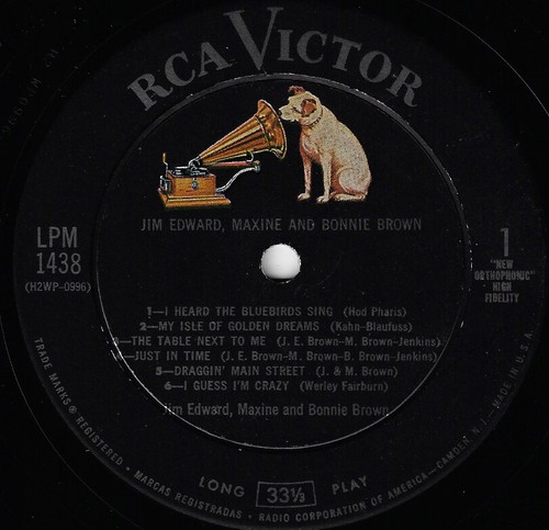JIM EDWARD, MAXINE & BONNIE BROWN u.s. RCA LP LPM-1438_RARE 1957 original - Picture 4 of 4