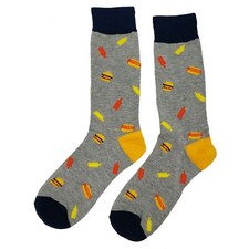 NWT Fast Food Dress Socks Novelty Men 8-12 Gray Crazy Fun Sockfly