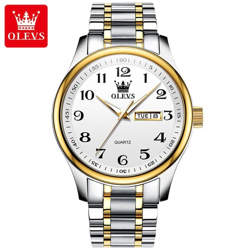 OLEVS Quartz Watch Stainless Steel Calendar Week Couples Wristwatches - 第 18/27 張圖片