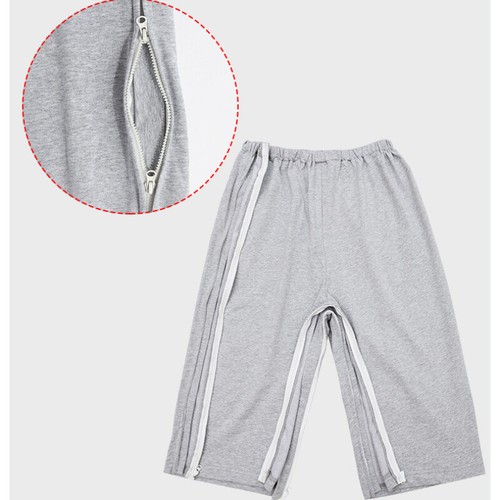 Unisex Cremallera Lateral Pantalones Completos Abiertos Informales Sexy Desgarrar para Ancianos Discapacitados - Imagen 12 de 12