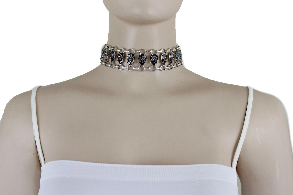 Cute Women Vintage Silver Metal Fashion Jewelry Set Choker