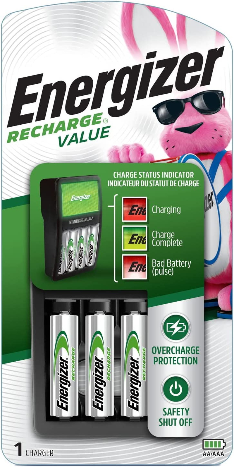 Recharge Value Charger for Nimh Rechargeable AA and AAA Batteries