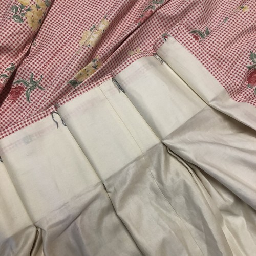 Pair Sweet Lined Floral Gingham Curtains 120cm Wide 130cm Drop Cottage Core - Picture 10 of 12