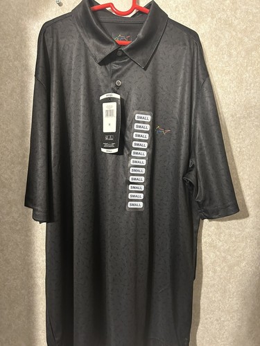 Greg Norman Men’s Short Sleeve Moisture Wicking Performance Polo Black SMALL