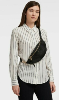 DKNY Belt Bag Blue Snakeskin Sling-Bag Leather Fanny Pack Zip Around NWT $228