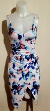 Fashion Nova Pink and Blue Sweetheart Ruched Bodycon Mini Dress SMALL
