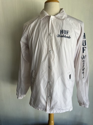 HUF WORLDWIDE Official Marlboro Logo White Winbreaker Coaches Jacket Sz Medium - Picture 2 of 7
