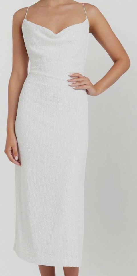 $675 Rebecca Vallance Women's Ivory Sylvie Midi Dress Size 10