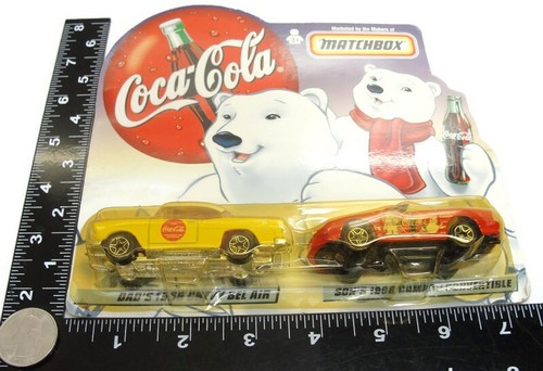 Matchbox Coca-Cola Bears Collectable Cars Dad's 55 Bel Air Son's 98 Camaro IOB - Picture 20 of 21