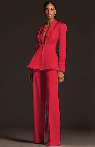 3D Flowers Women's Suits Slim Fit Blazer Beaded Ladies Shawl Lapel Party Outfits - Picture 11 of 30