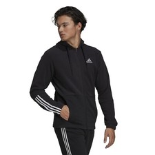 Adidas Men's Essentials Polar Fleece Giant Logo Full-Zip Hoodie Black GV5297