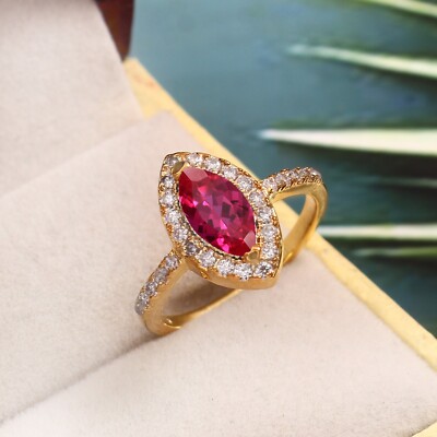 AAA Mozambique Ruby Ring Ruby  Marquise Gemstone Ring Wedding Ring Ruby Jewelry