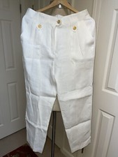 Escada Margaretha Ley Women  s white pants 100 linen Sz 40