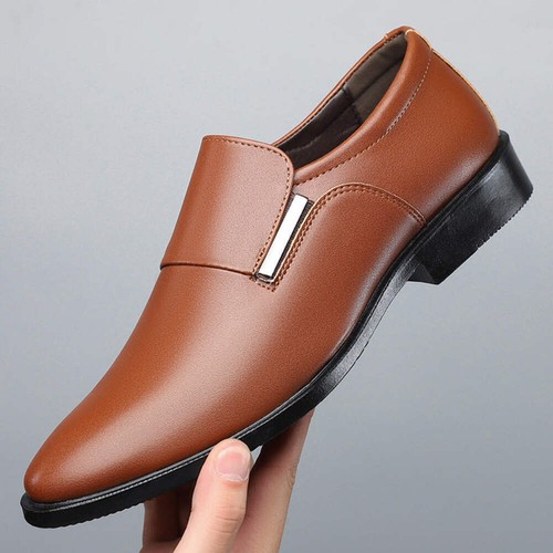 Men's Pointed Toe Slip On Shoes Business Formal Dress Shoes Non Slip Wear Resist - Picture 4 of 21