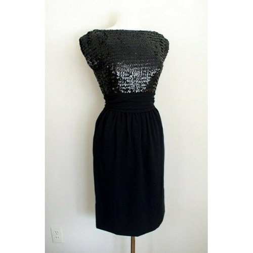 Vintage 1950s Suzy Perette Womens Wiggle Dress XS Black Sequin Cocktail LBD - Picture 6 of 9