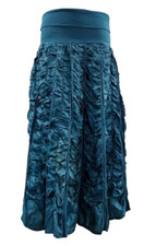 Vintage Grunge Teal Draped Skirt Midi Goth Lycra Stretch Zashi India New 1990s