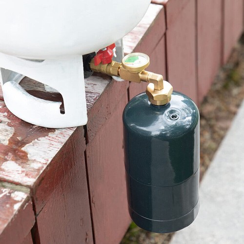 1/2PCS Propane Refill Adapter 20lb to 1lb Converter with Gauge & Control Valve - Picture 3 of 11